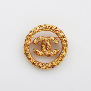 CHANEL 95A Magma Coco Mark Round Brooch, Gold, 1995, WS11589